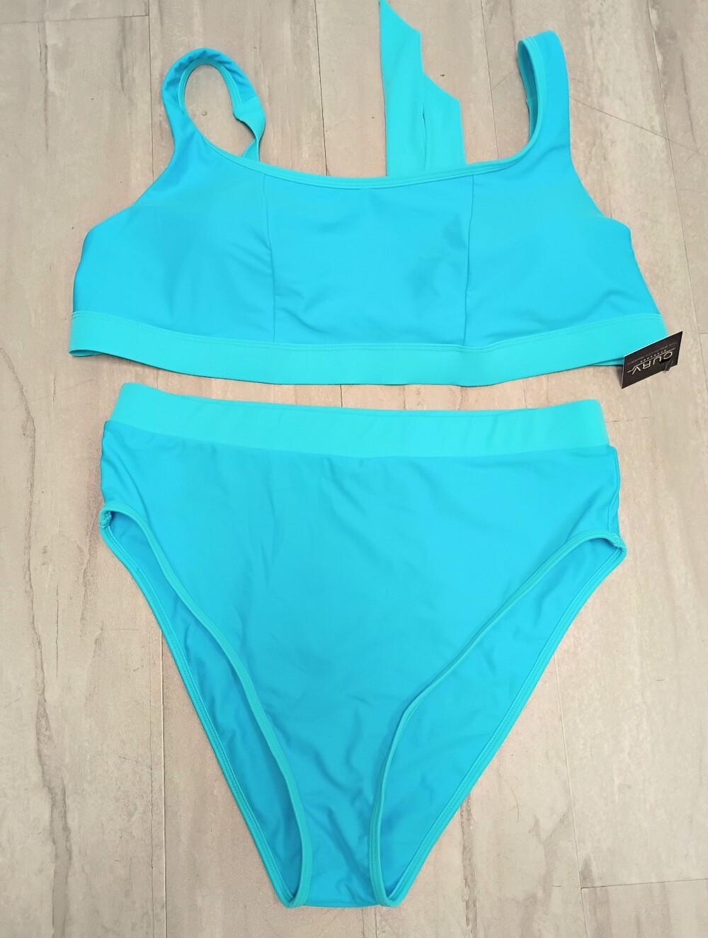93 PLAY STREET Bright Turquoise Supportive High-Waist Bikini Set